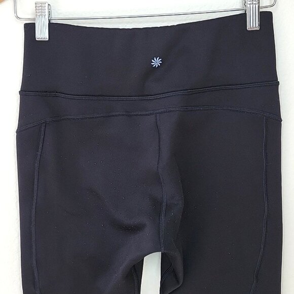 Athleta Black High Waisted Exercise Legging sz S Zipper Pockets Athletic Workout - Picture 6 of 12